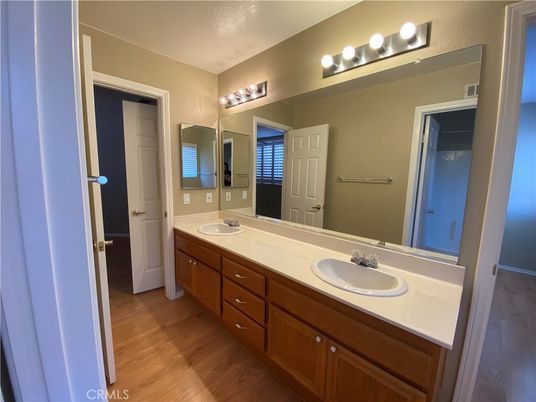 Bathroom, Dual Sink Vanities, Interior, Wood Texture Flooring