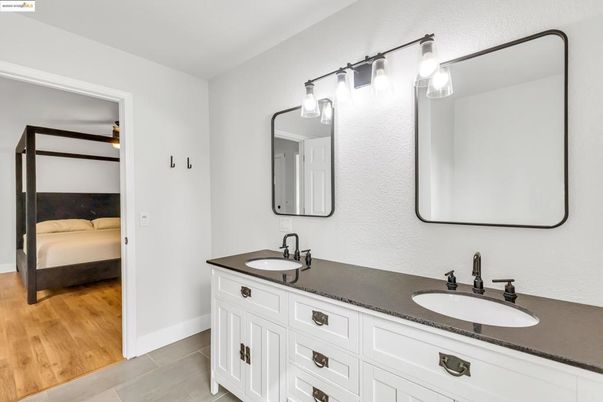 Bathroom, Bedroom, Dual Sink Vanities, Interior, Wood Texture Flooring