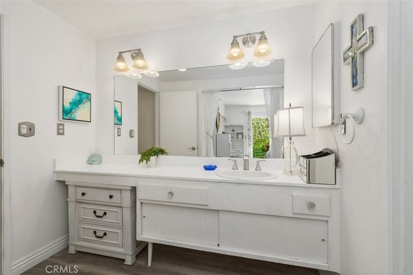 Bathroom, Dual Sink Vanities, Interior, Wood Texture Flooring