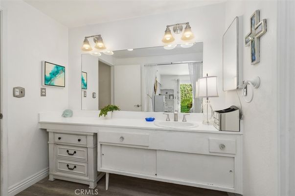 Bathroom, Dual Sink Vanities, Interior, Wood Texture Flooring