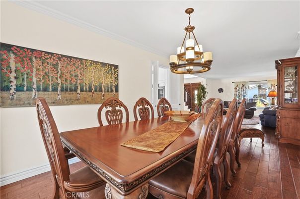 Chandelier, Dining room, Interior, Wood Texture Flooring