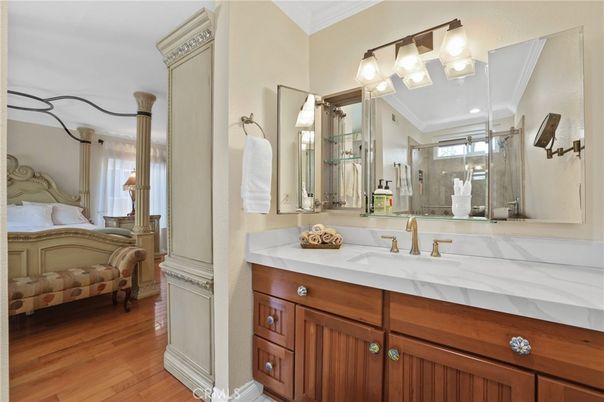 Bathroom, Bedroom, Dual Sink Vanities, Interior, Wood Texture Flooring