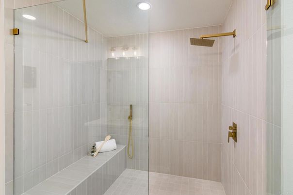 Bathroom, Glass Shower, Interior, Recessed Lighting