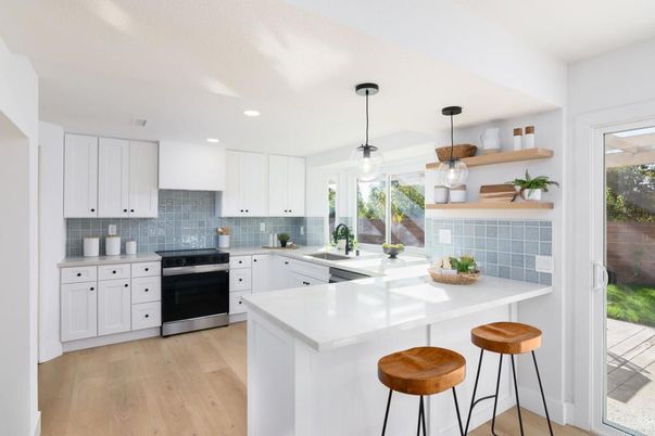 Interior, Kitchen, Pendant Lights, Recessed Lighting, Wood Texture Flooring