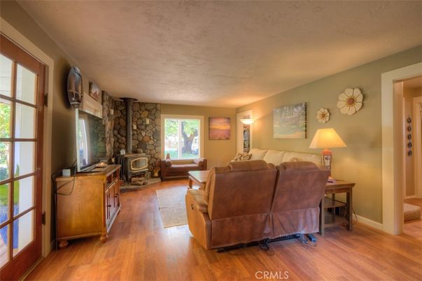 Fireplace, Interior, Living room, Stone Walls, Wood Texture Flooring