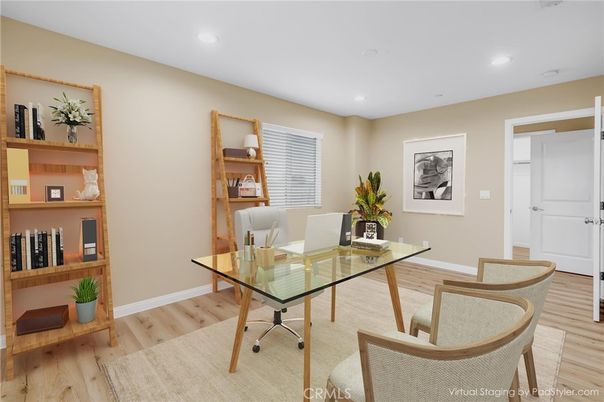Home Office, Interior, Recessed Lighting, Wood Texture Flooring