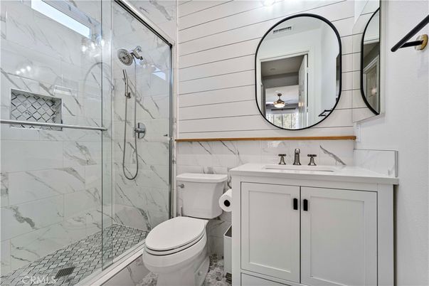 Bathroom, Glass Shower, Interior, Marble Walls