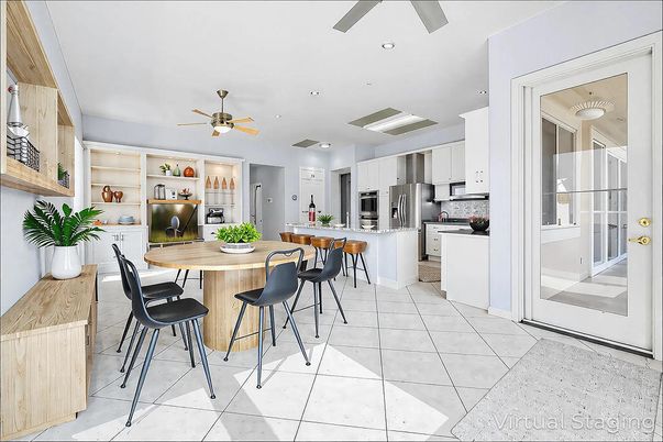 Dining room, Interior, Kitchen, Recessed Lighting, Stainless Steel Appliances