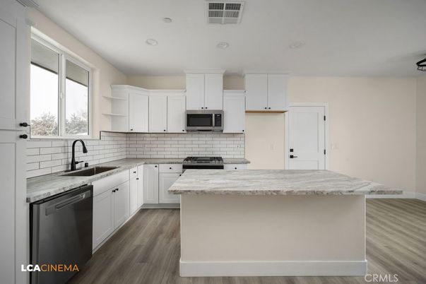 Interior, Kitchen, Recessed Lighting, Wood Texture Flooring
