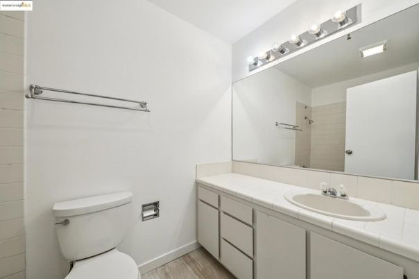 Bathroom, Interior, Tile Countertops, Wood Texture Flooring