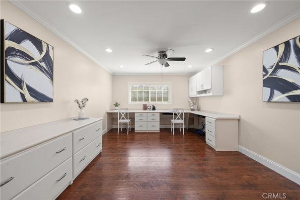 Home Office, Interior, Recessed Lighting, Wood Texture Flooring