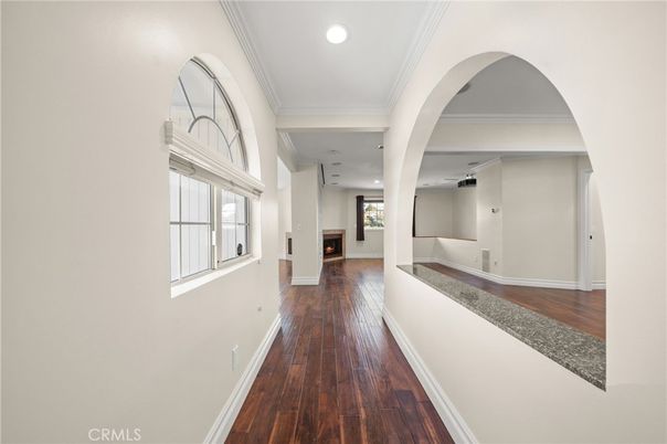 Fireplace, Interior, Recessed Lighting, Wood Texture Flooring
