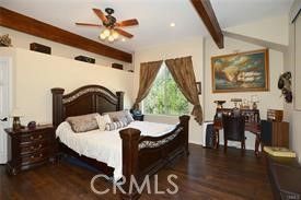 Bedroom, Interior, Recessed Lighting, Wooden Beams, Wood Texture Flooring