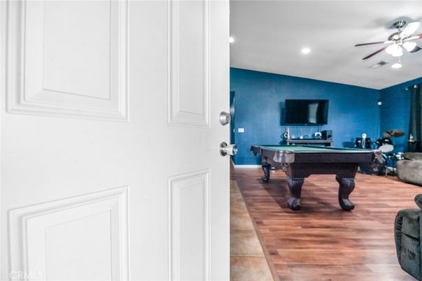 Billiard Table, Game Room, Interior, Recessed Lighting, Wood Texture Flooring