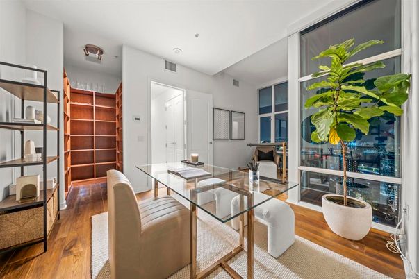 Home Office, Interior, Recessed Lighting, Wood Texture Flooring
