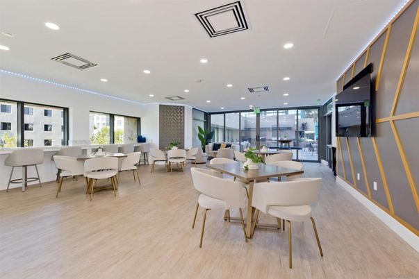 Dining room, Interior, Recessed Lighting, Wood Texture Flooring