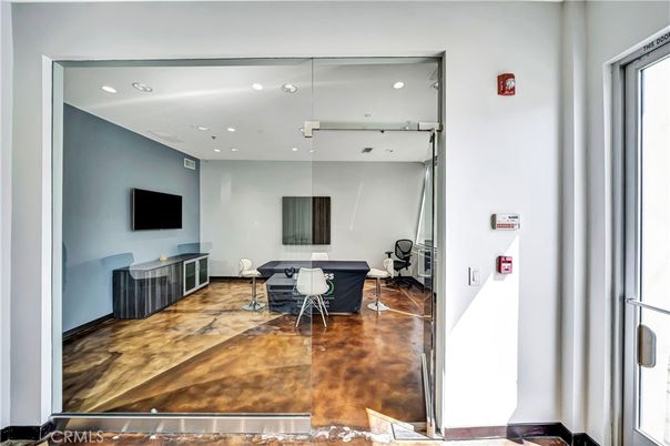 Dining room, Interior, Living room, Recessed Lighting, Wood Texture Flooring