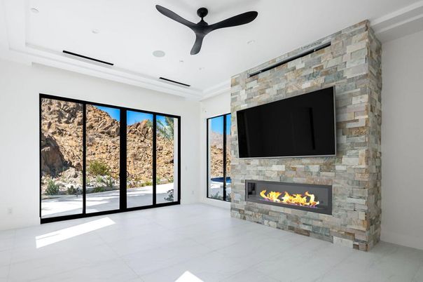 Empty room, Fireplace, Interior, Recessed Lighting