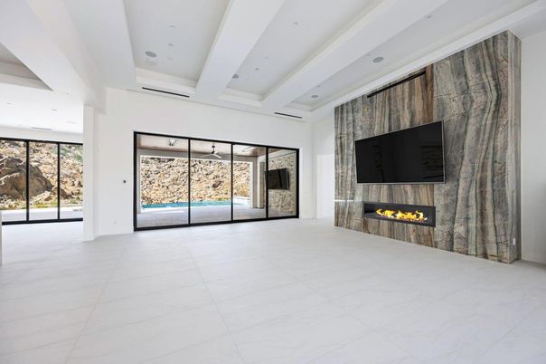 Empty room, Fireplace, Interior, Recessed Lighting