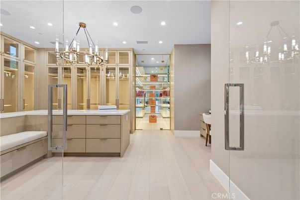 Bathroom, Chandelier, Interior, Pendant Lights, Recessed Lighting, Walk-in Closets, Wood Texture Flooring