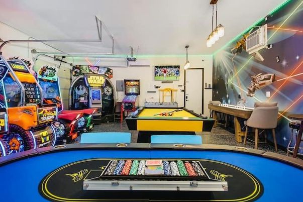 Billiard Table, Game Room, Interior, Pendant Lights