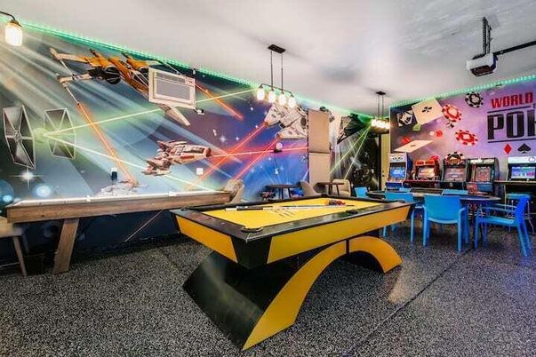 Billiard Table, Game Room, Interior, Pendant Lights