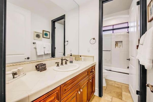 Bathroom, Dual Sink Vanities, Glass Shower, Interior, Tile Countertops