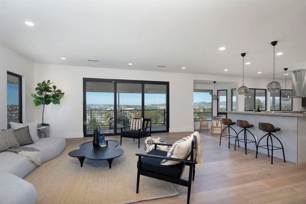 Interior, Living room, Pendant Lights, Recessed Lighting, Wood Texture Flooring