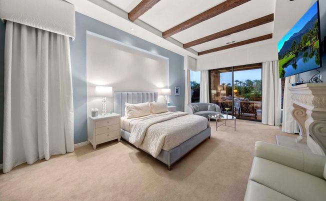 Bedroom, Interior, Recessed Lighting, Wooden Beams