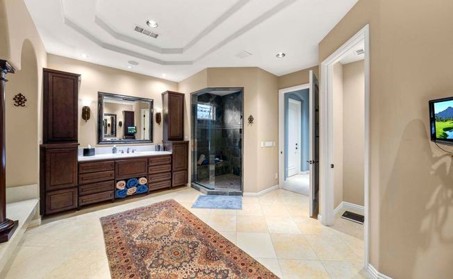 Bathroom, Dual Sink Vanities, Glass Shower, Interior, Recessed Lighting