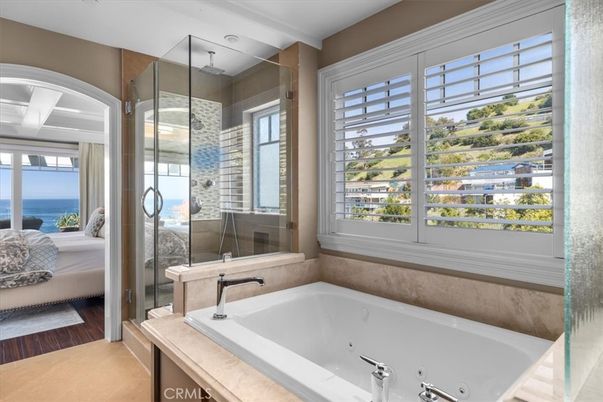 Bathroom, Glass Shower, Interior, Water, Wood Texture Flooring