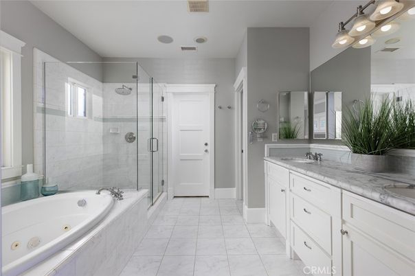 Bathroom, Dual Sink Vanities, Glass Shower, Interior, Marble