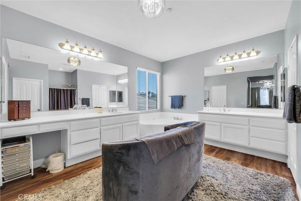 Bathroom, Dual Sink Vanities, Interior, Wood Texture Flooring