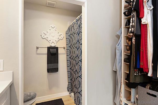 Bathroom, Interior, Walk-in Closets, Wood Texture Flooring