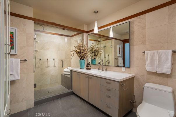 Bathroom, Glass Shower, Interior, Pendant Lights