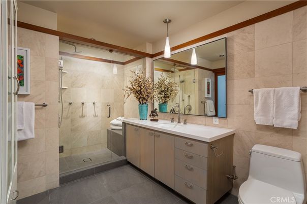 Bathroom, Glass Shower, Interior, Pendant Lights