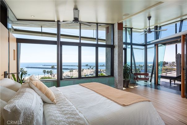Bedroom, Interior, Recessed Lighting, Water, Wood Texture Flooring