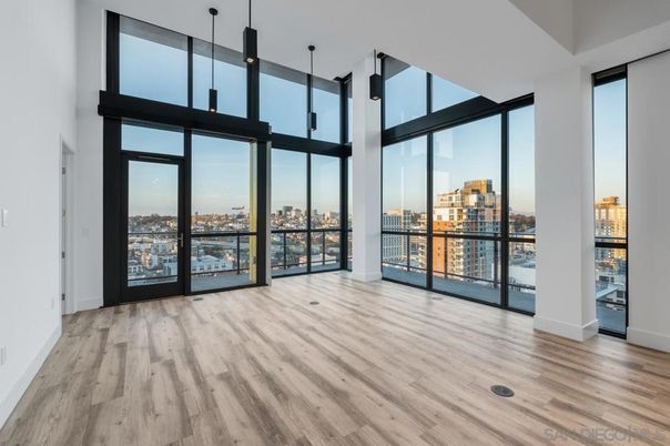 Empty room, Interior, Pendant Lights, Wood Texture Flooring
