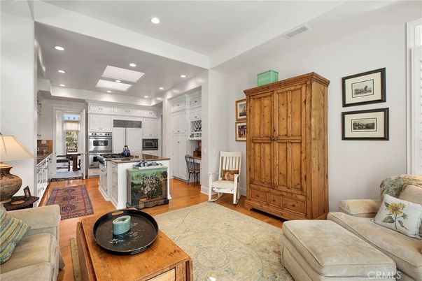 Interior, Kitchen, Living room, Recessed Lighting, Stainless Steel Appliances, Wood Texture Flooring