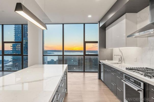 Interior, Kitchen, Recessed Lighting, Stainless Steel Appliances, Water, Wood Texture Flooring
