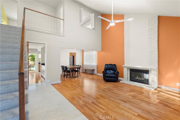 Dining room, Fireplace, Interior, Wood Texture Flooring