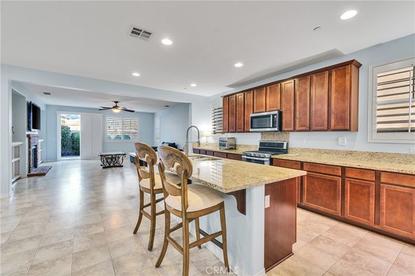 Dining room, Fireplace, Interior, Kitchen, Recessed Lighting