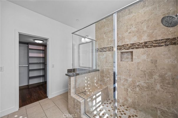 Bathroom, Glass Shower, Interior, Wood Texture Flooring