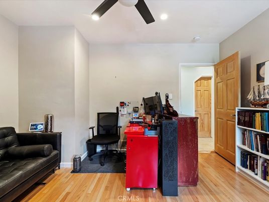 Home Office, Interior, Recessed Lighting, Wood Texture Flooring