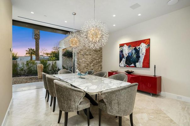 Chandelier, Dining room, Interior, Recessed Lighting
