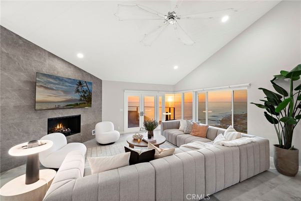 Fireplace, Interior, Living room, Recessed Lighting, Water