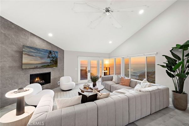 Fireplace, Interior, Living room, Recessed Lighting, Water