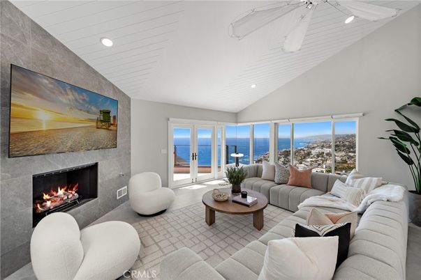 Fireplace, Interior, Living room, Recessed Lighting, Water
