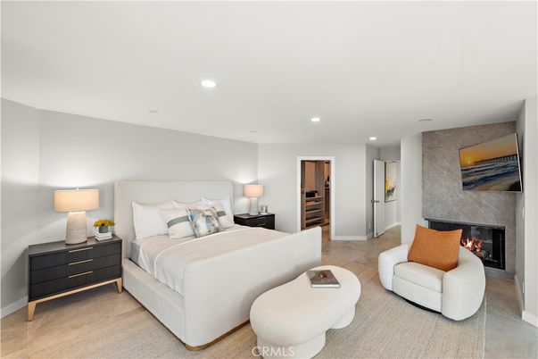 Bedroom, Fireplace, Interior, Recessed Lighting