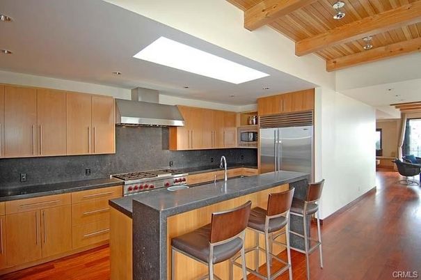 Interior, Kitchen, Recessed Lighting, Stainless Steel Appliances, Wooden Beams, Wooden Ceilings, Wood Texture Flooring